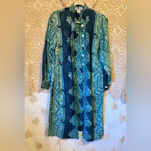 M077 // 1990's Vintage Daily Planet Rayon Duster • Size Medium